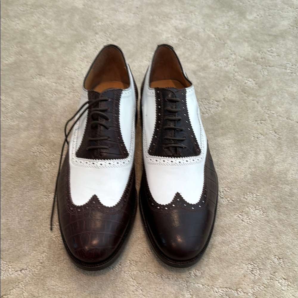 Brand New Paul Fredrick Brown and White Oxford Spectator Shoes